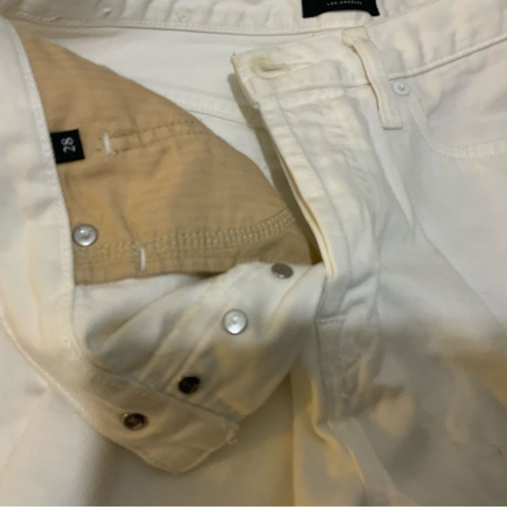 7 for all Mankind Cutoff Denim Shorts button fly in White size 28 - Picture 8 of 14